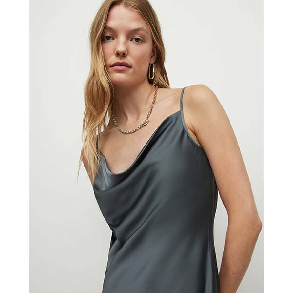 Allsaints Australia Womens Hadley Cowl Neck Midi Slip Dress Grey AU70-964